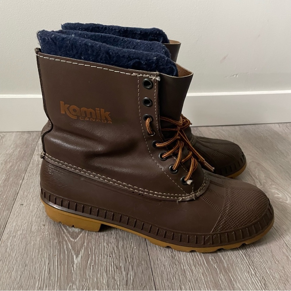 Vintage Kamik Duck Boots Steel Shank Brown Waterproof Mens Size 10 80s 90s